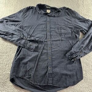 J.Crew Brushed Twill Shirt Mens XLT‎ Navy Blue Classic Fit Button Up Long Sleeve